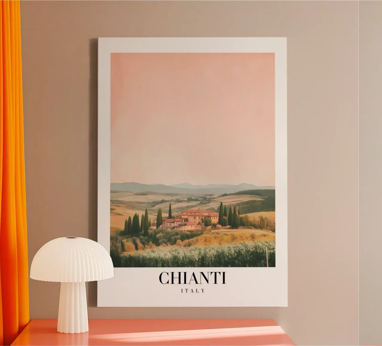 Chianti Toscane Kunstdruk - Italiaans Wijngaardlandschap canvas met Baklijst van homdeco