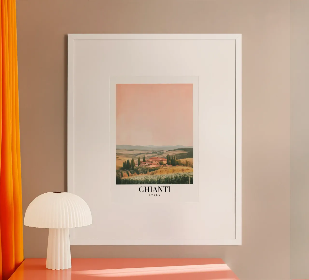 Stampa d'arte Chianti Toscana - Paesaggio di vigneti italiani poster con telaio in legno da homdeco