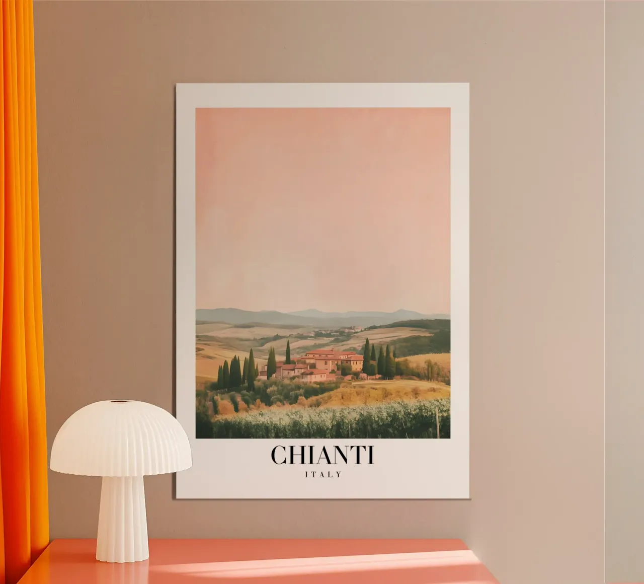 Stampa d'arte Chianti Toscana - Paesaggio di vigneti italiani poster con telaio in legno da homdeco