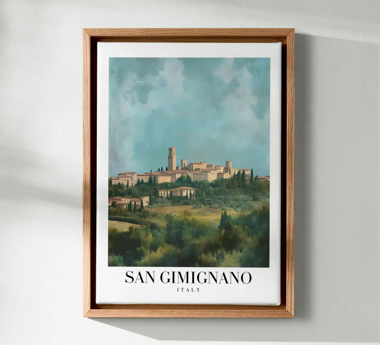 San Gimignano Toscane Kunstdruk - Middeleeuwse Stad canvas met Baklijst van homdeco