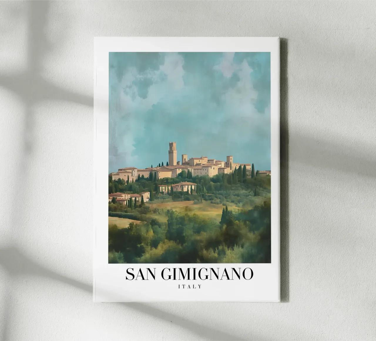 San Gimignano Toscane Kunstdruk - Middeleeuwse Stad canvas met Baklijst van homdeco