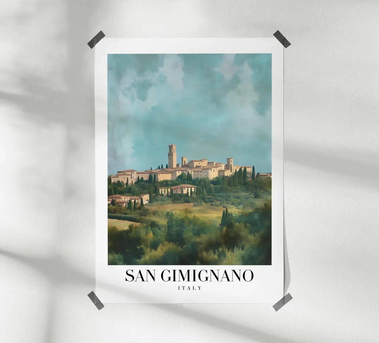 San Gimignano Toscane Kunstdruk - Middeleeuwse Stad poster van homdeco
