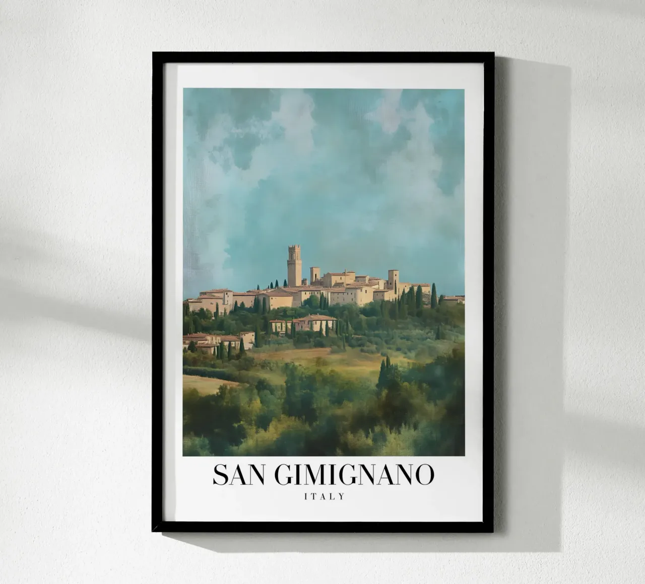 San Gimignano Toscane Kunstdruk - Middeleeuwse Stad poster van homdeco