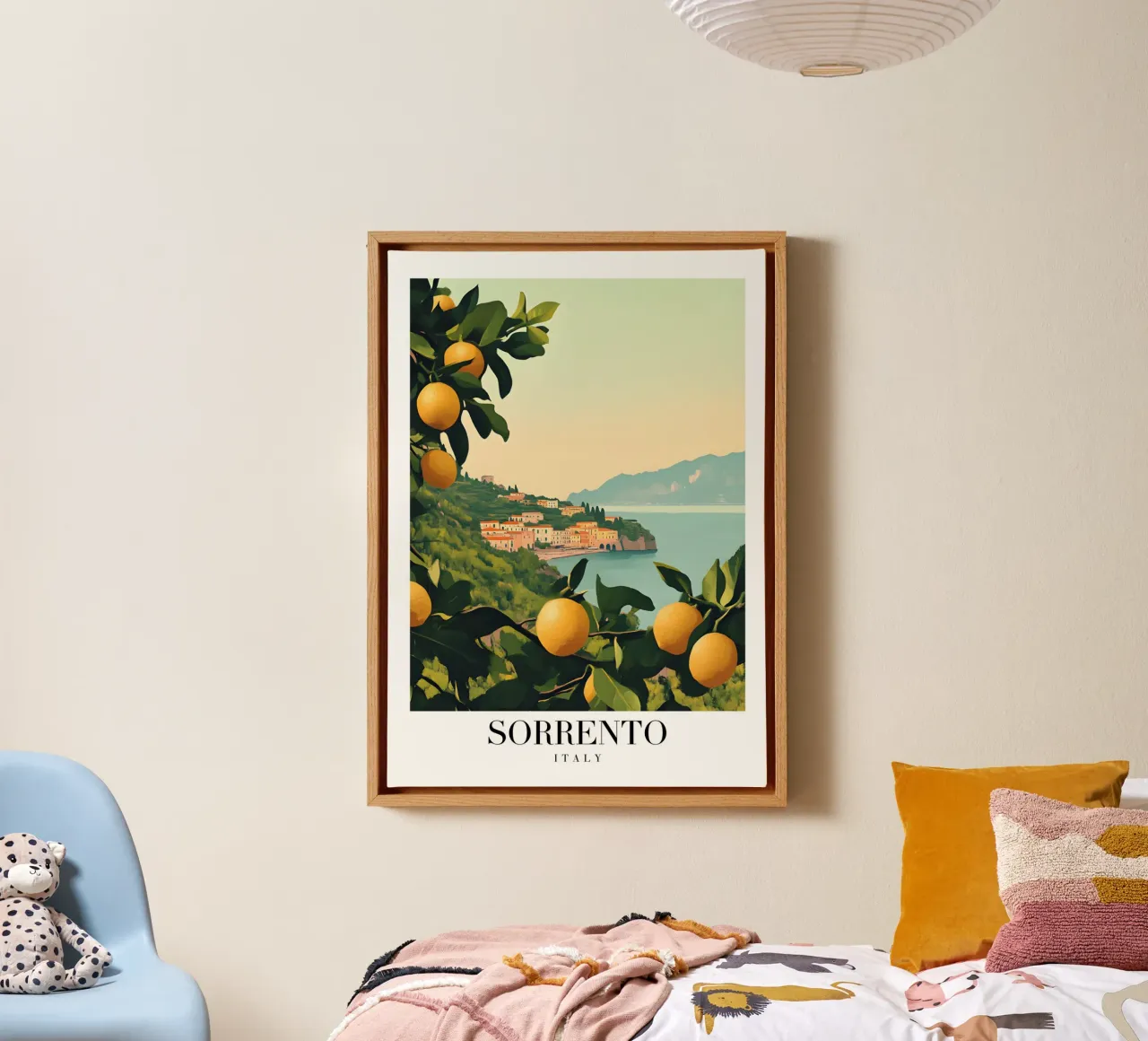 Sorrento Italy Coast Art Print - Citroengaarden & Zee canvas met Baklijst van homdeco