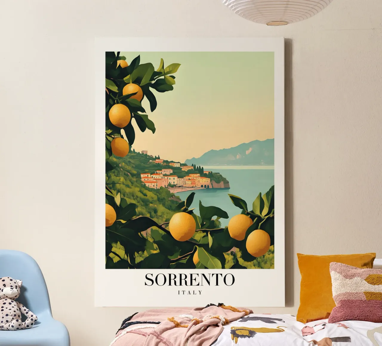 Sorrento Italy Coast Art Print - Citroengaarden & Zee canvas met Baklijst van homdeco