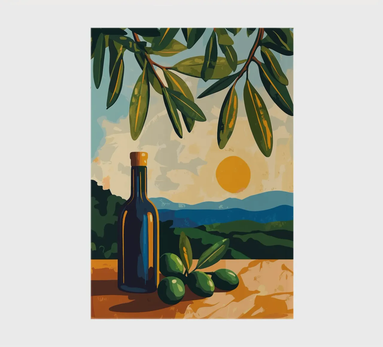 Mediterranean evening in the sun with olives notebook by pixelbull - medieval art and more