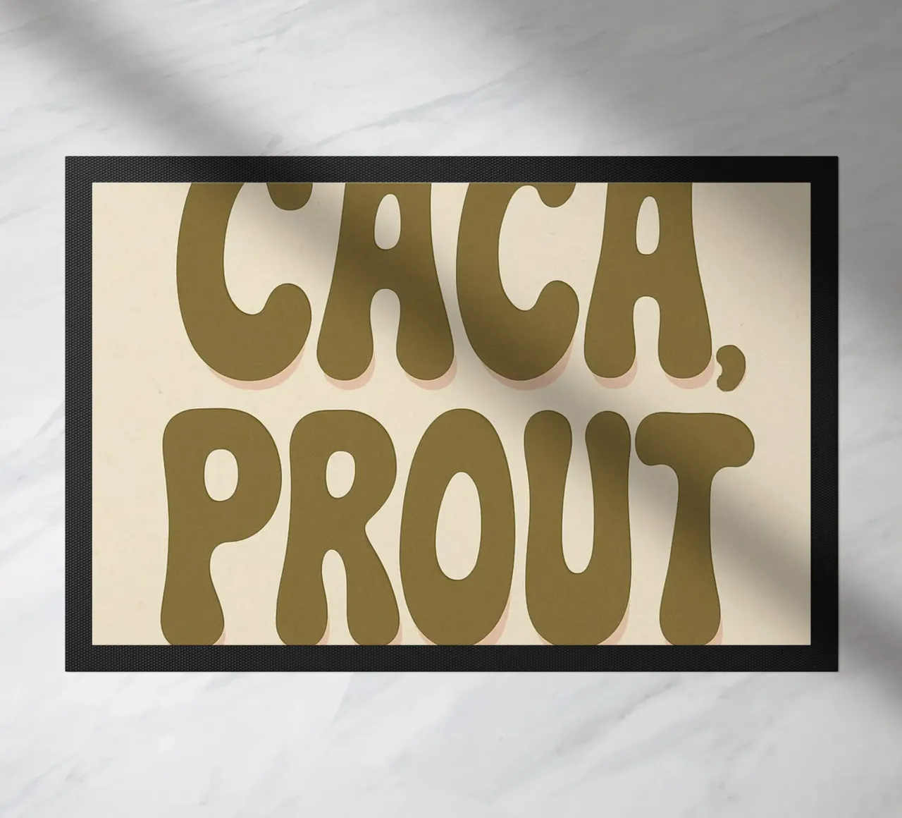 CACA, PROUT - Il manifesto regressivo e gioiosamente provocatorio zerbino da Art Typo Essentiel