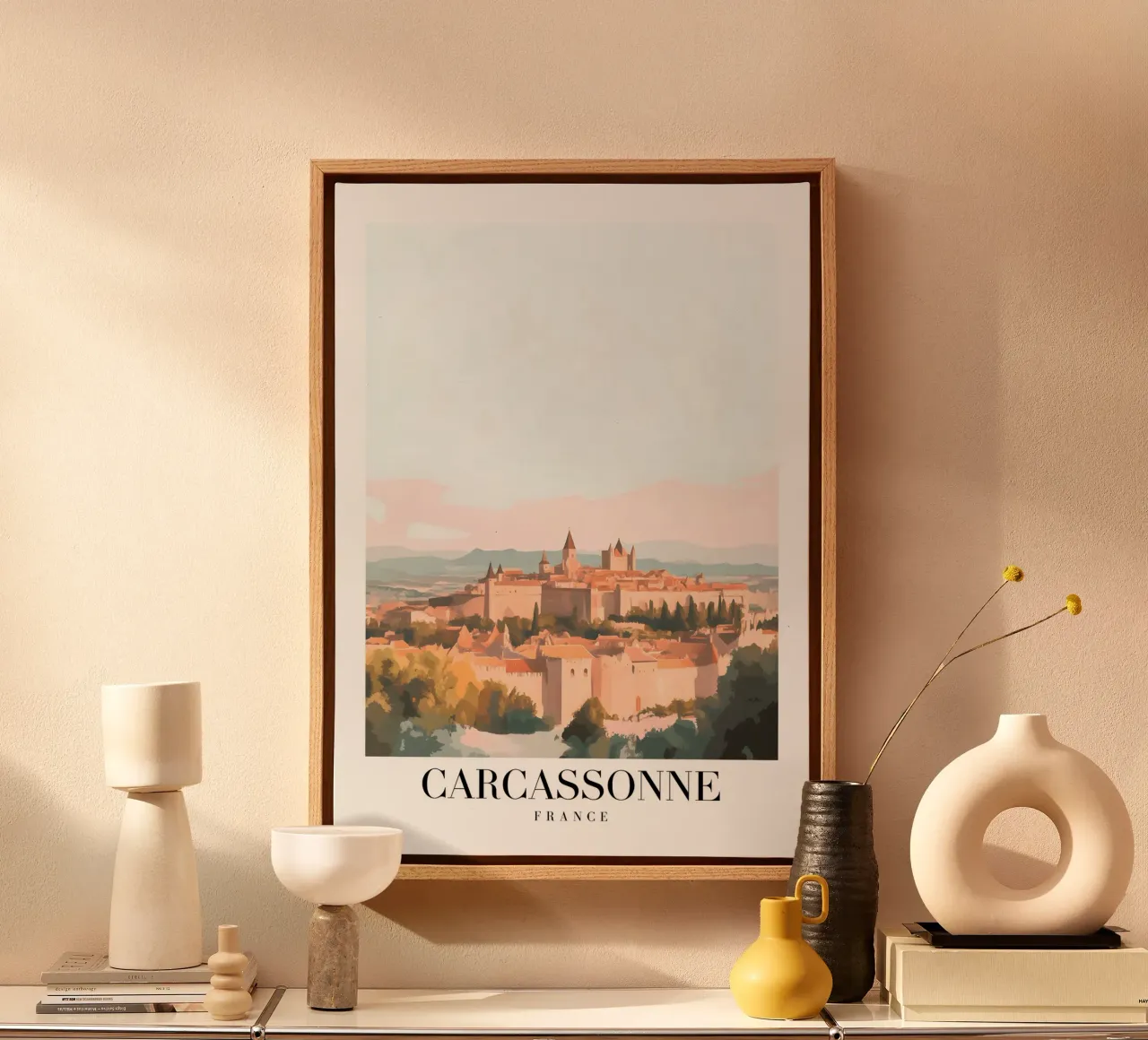 Carcassonne Middeleeuwse Stad Kunstdruk - Frans Kasteel canvas met Baklijst van homdeco