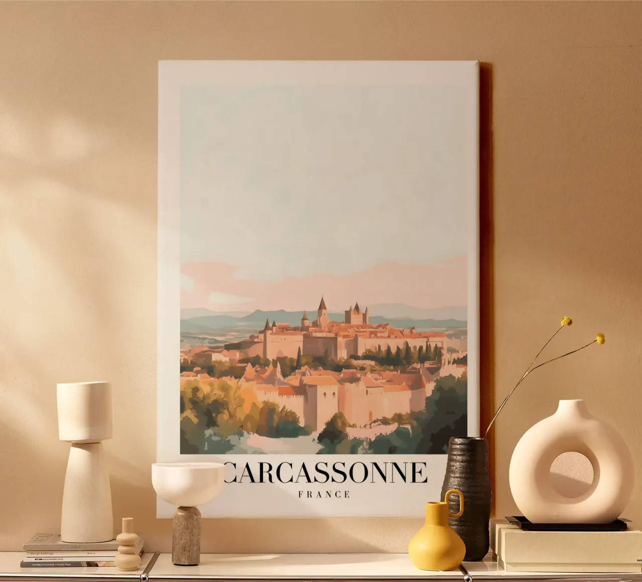 Carcassonne Middeleeuwse Stad Kunstdruk - Frans Kasteel canvas met Baklijst van homdeco