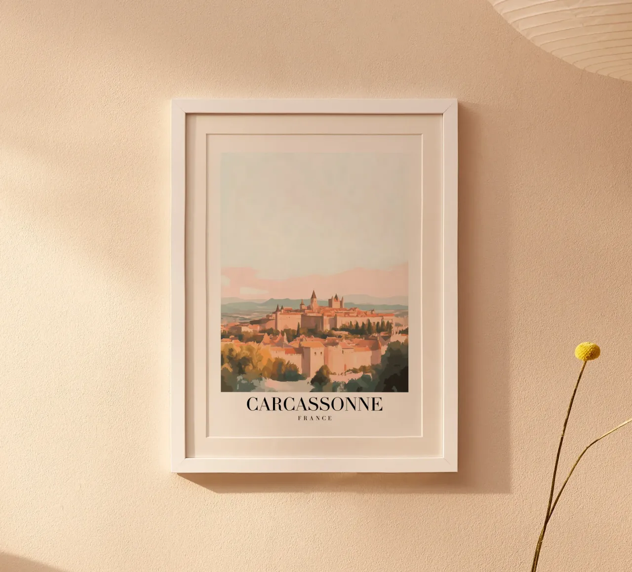 Impresión artística de la ciudad medieval de Carcasona - Castillo francés poster de homdeco