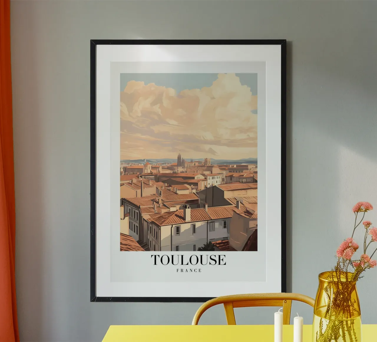 Toulouse Rooftops Art Print - Ciudad Rosa Francia poster de homdeco