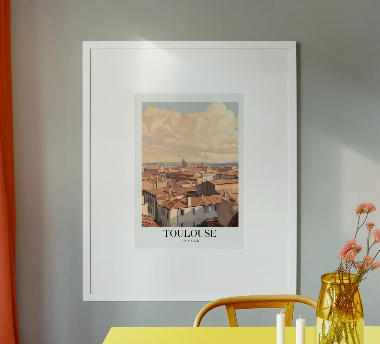 Toulouse Rooftops Art Print - Ciudad Rosa Francia poster de homdeco