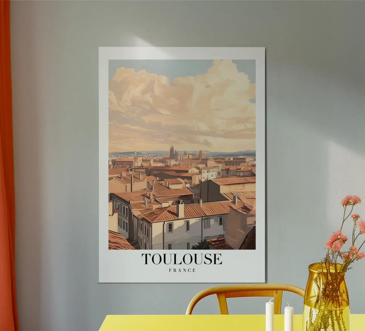 Toulouse Rooftops Art Print - Ciudad Rosa Francia poster de homdeco