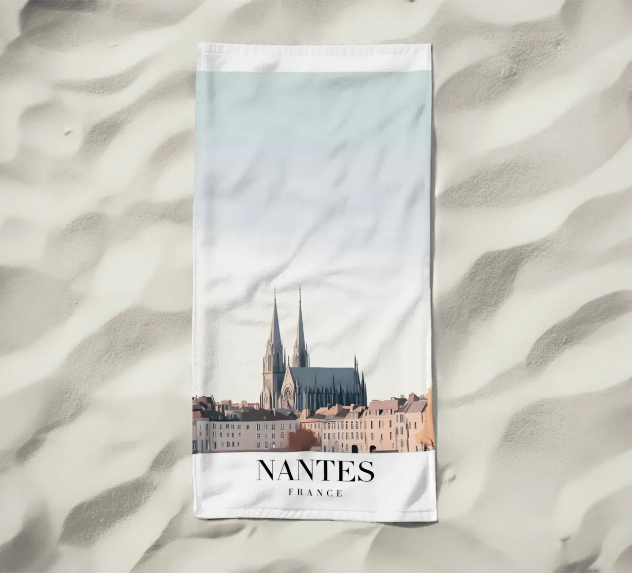Nantes Cathedral Art Print - French Gothic Cityscape beach towel by homdeco