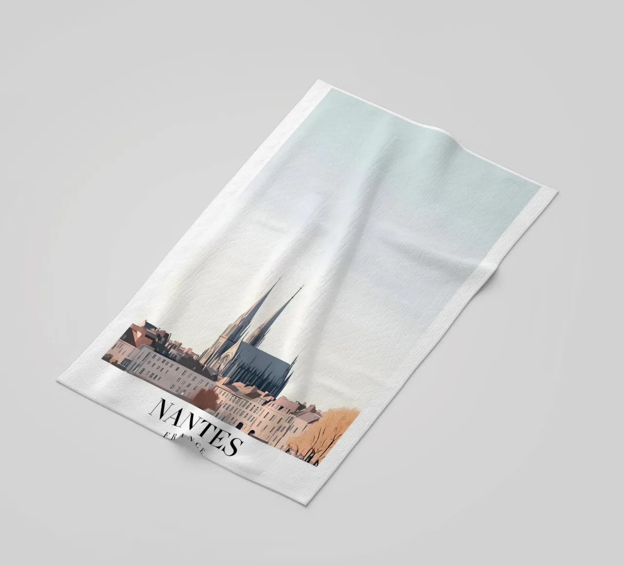 Nantes Cathedral Art Print - French Gothic Cityscape beach towel by homdeco