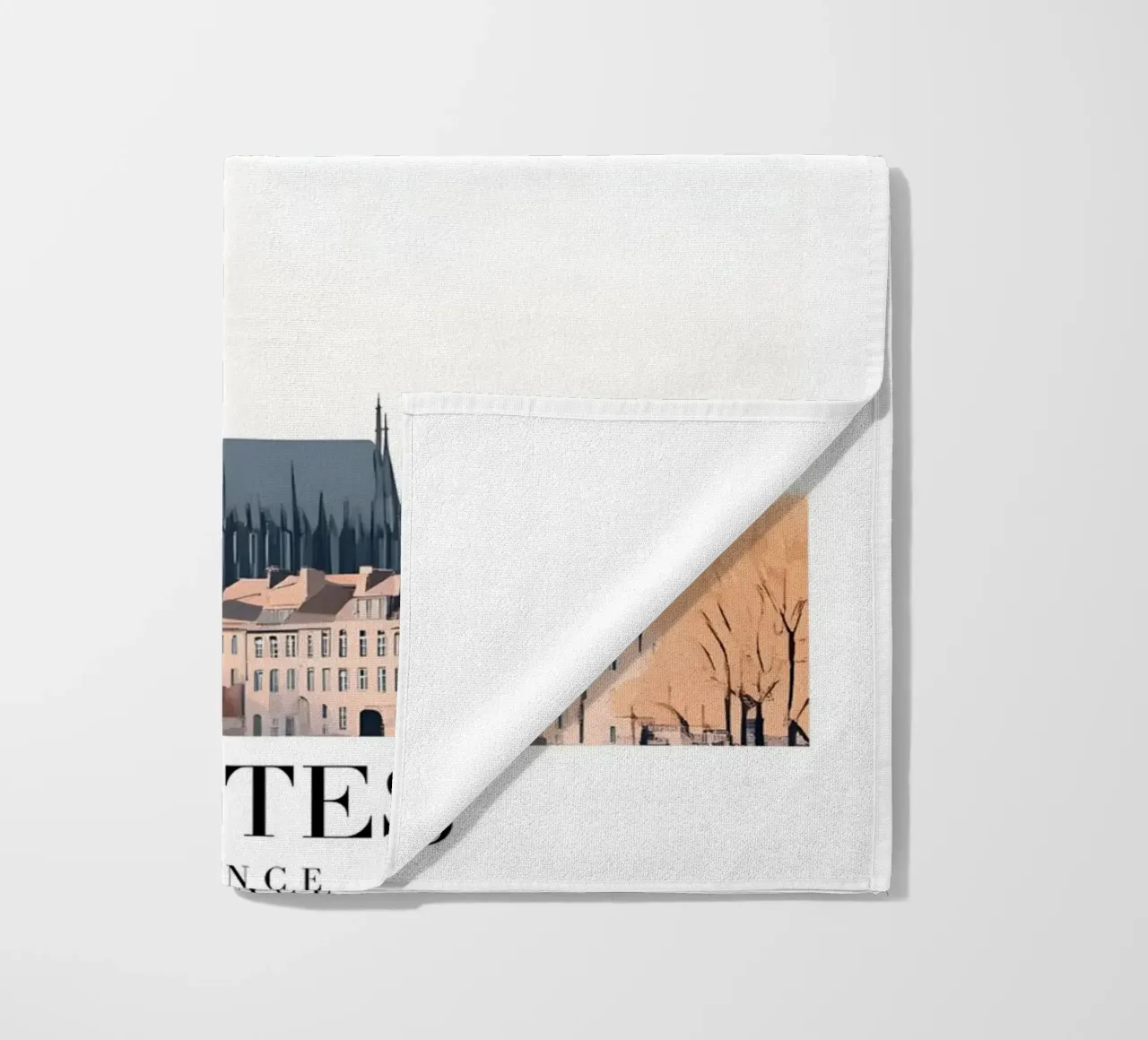 Nantes Cathedral Art Print - French Gothic Cityscape beach towel by homdeco