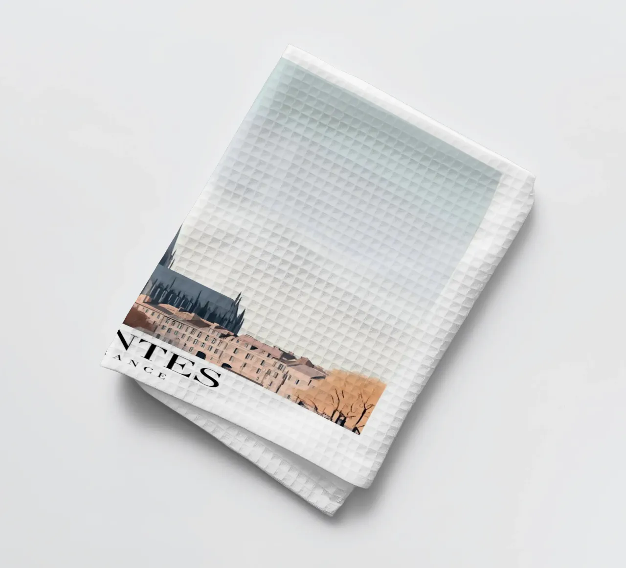 Nantes Cathedral Art Print - French Gothic Cityscape tea towel by homdeco