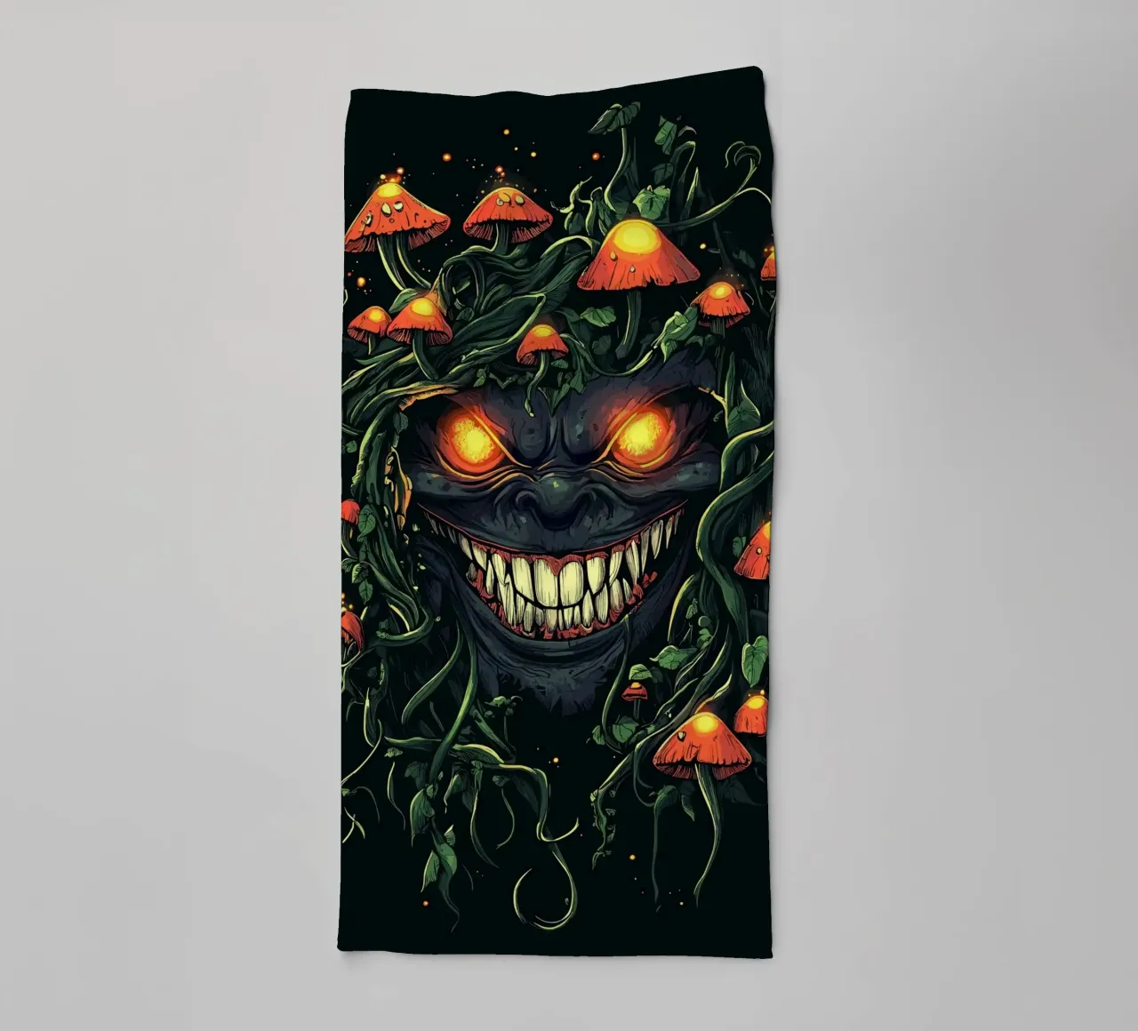 Demonic smile in the mushroom jungle towel by pixelbull - medieval art and more