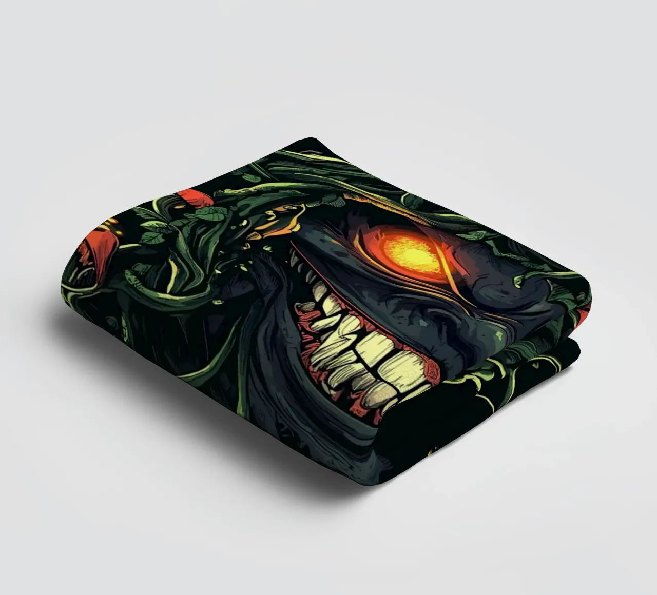Demonic smile in the mushroom jungle towel by pixelbull - medieval art and more