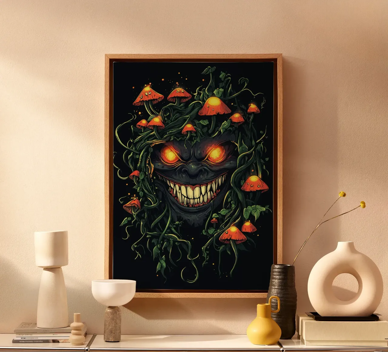 Dämonisches Lächeln im Pilz-Dschungel Leinwand von pixelbull - medieval art and more