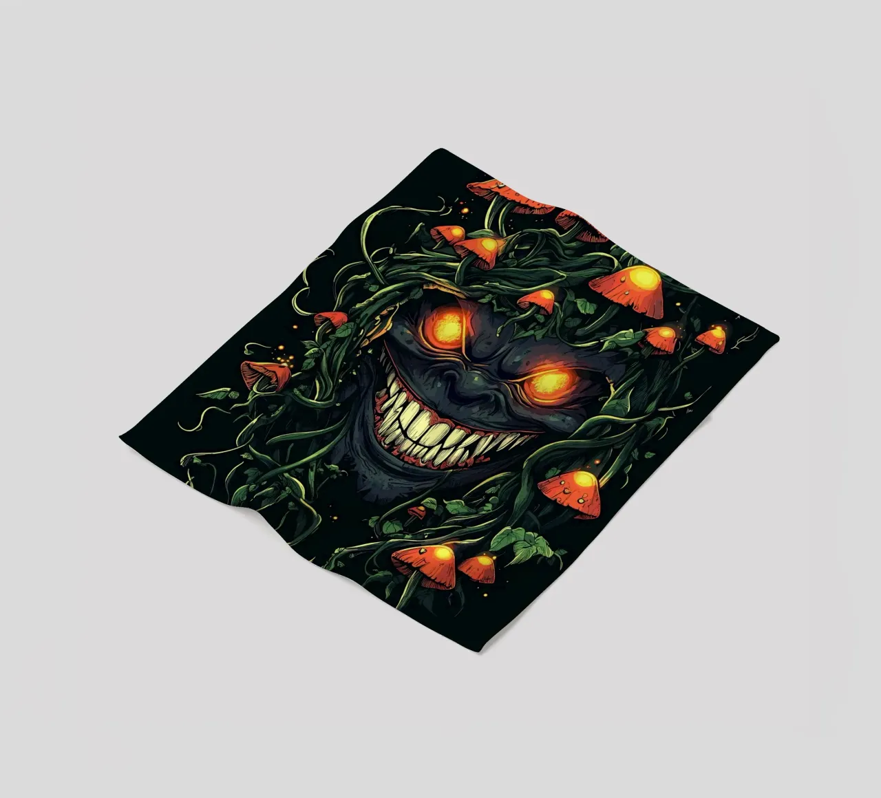 Sorriso demoniaco nella giungla dei funghi coperta in pile da pixelbull - medieval art and more