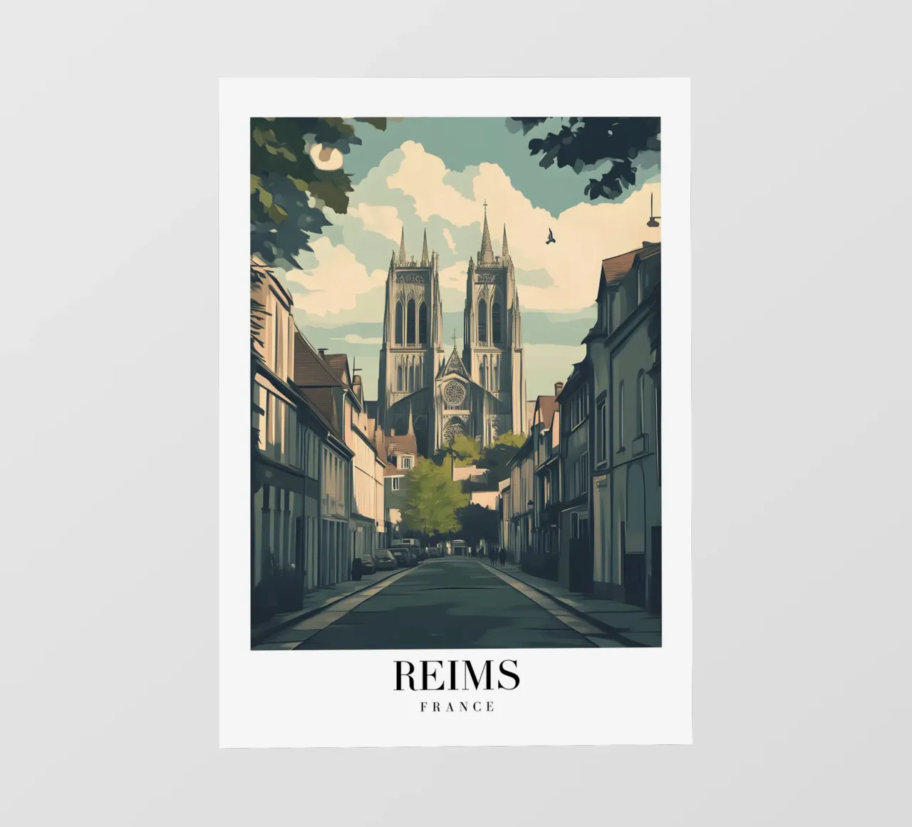 Reims Cathedral Art Print - French Gothic Majesty backlit film by homdeco