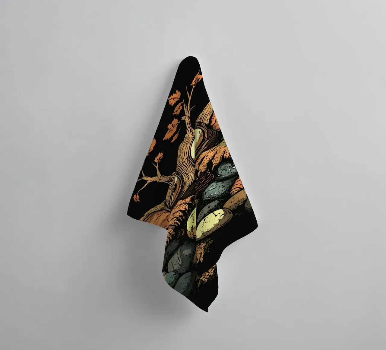 Un curieux habitant de la forêt dans les feuilles mortes serviette de bain de pixelbull - medieval art and more