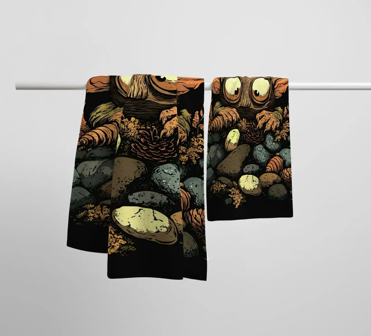 Un curieux habitant de la forêt dans les feuilles mortes serviette de bain de pixelbull - medieval art and more