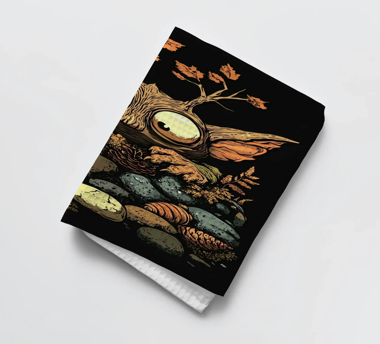 Un curieux habitant de la forêt dans les feuilles mortes torchon de pixelbull - medieval art and more