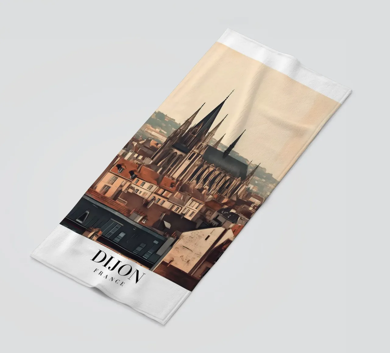 Dijon Cathedral Art Print - Burgundy Cityscape beach towel by homdeco