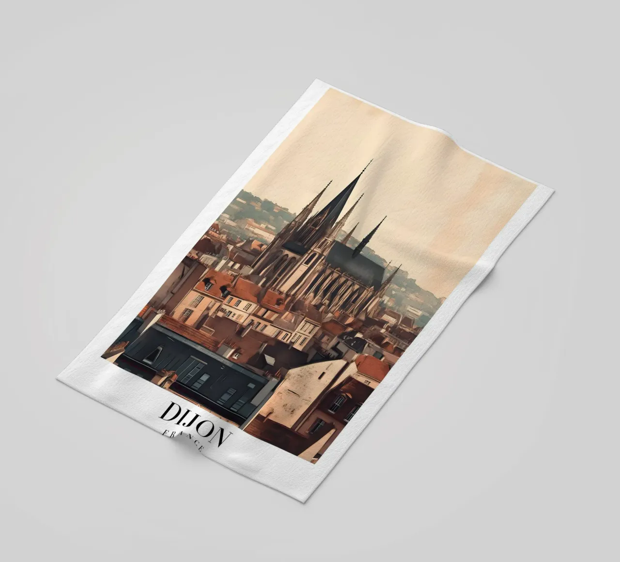 Dijon Cathedral Art Print - Burgundy Cityscape beach towel by homdeco