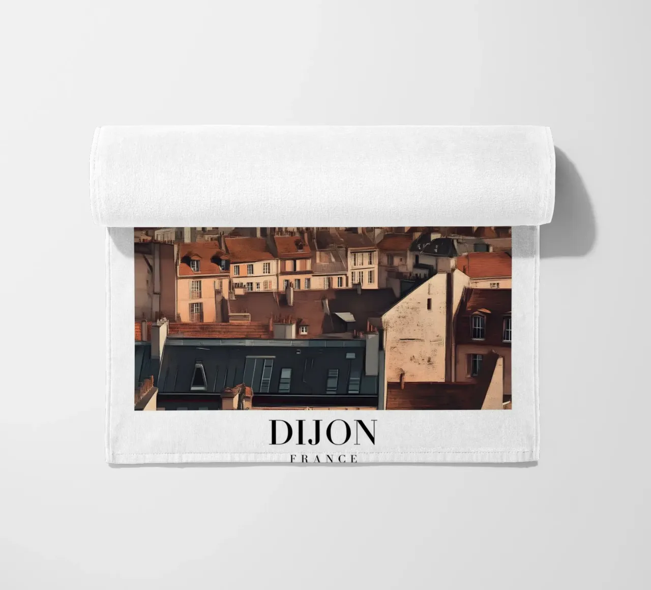 Dijon Cathedral Art Print - Burgundy Cityscape beach towel by homdeco