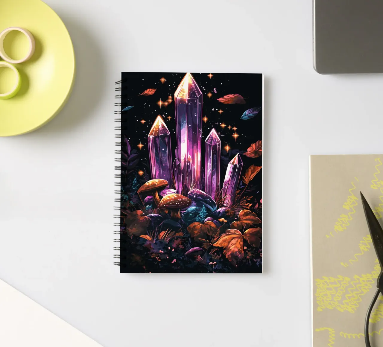 Magic crystal field in the forest spiral notebook by pixelbull - medieval art and more