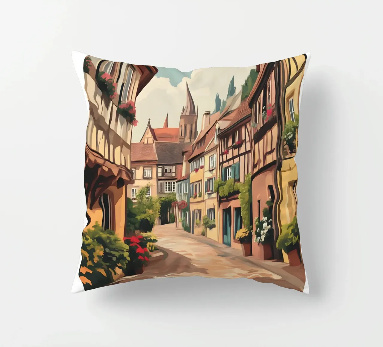 Stampa su strada di Colmar Alsazia - Incantevole villaggio francese cuscino da homdeco