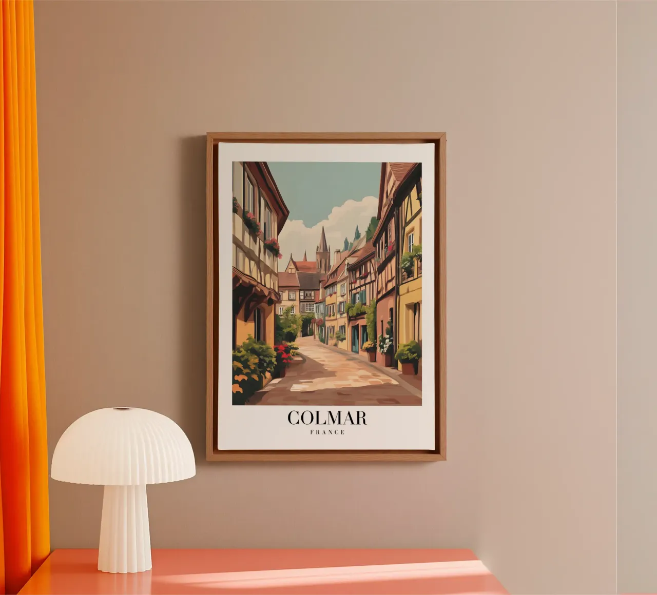 Colmar Alsace Street Art Print - Charmant Frans Dorp canvas met Baklijst van homdeco