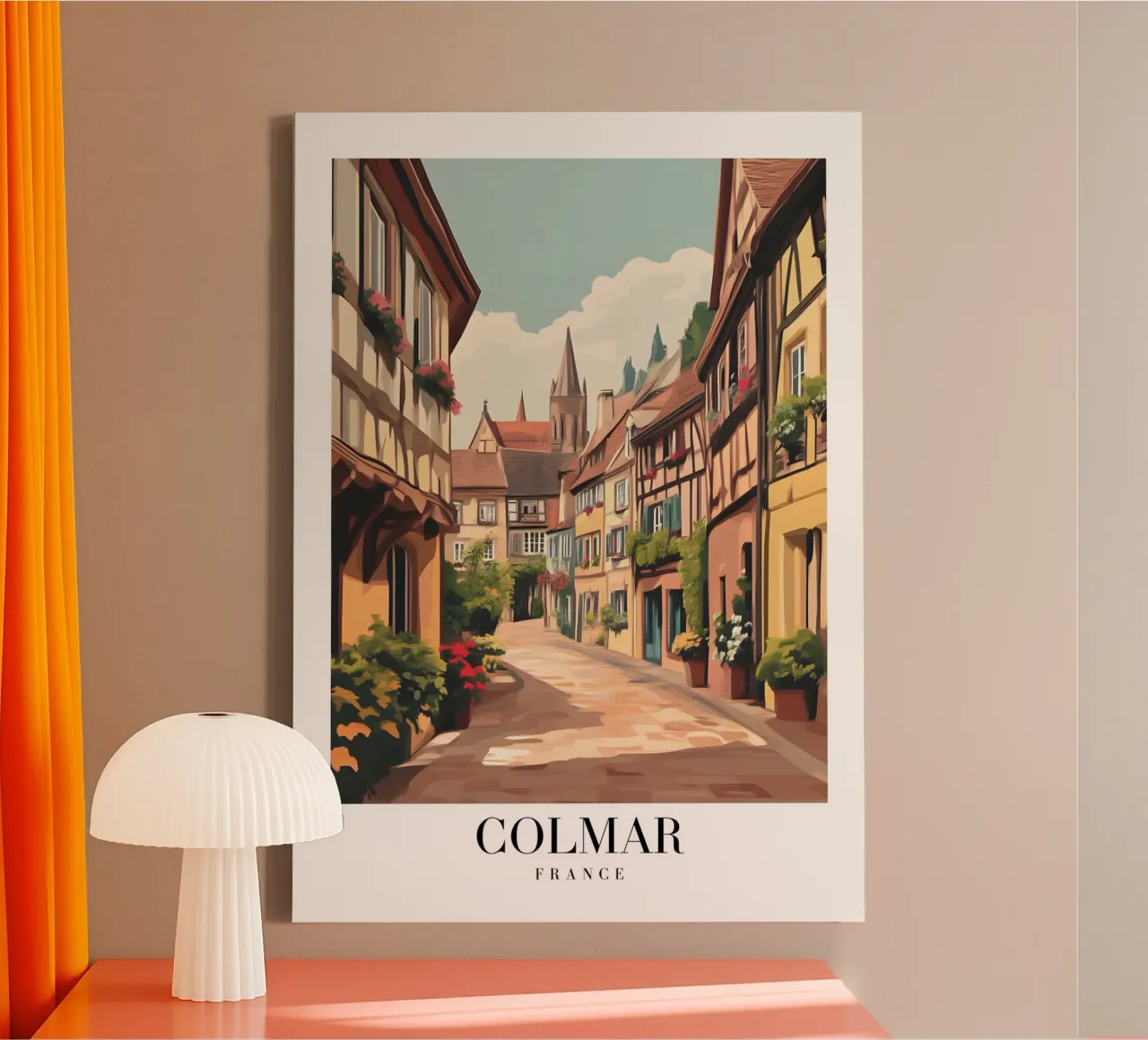Colmar Alsace Street Art Print - Charmant Frans Dorp canvas met Baklijst van homdeco