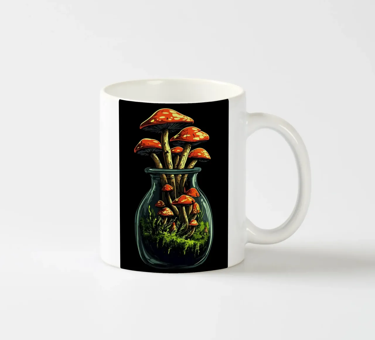 Foresta di funghi in un barattolo tazza in ceramica da pixelbull - medieval art and more