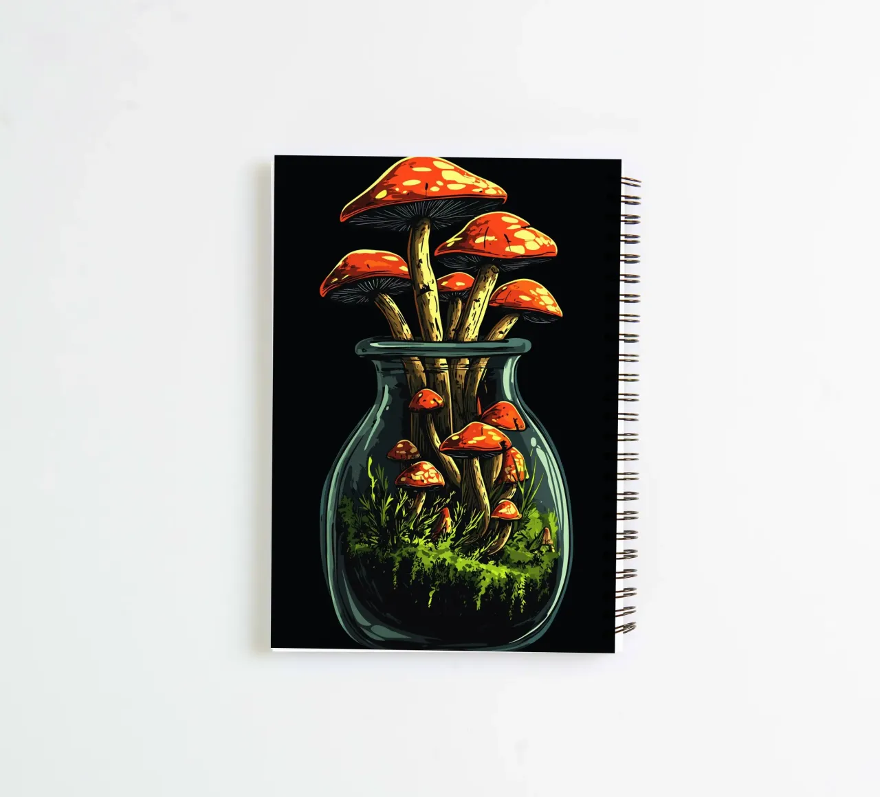Mushroom forest in a jar spiral notebook by pixelbull - medieval art and more