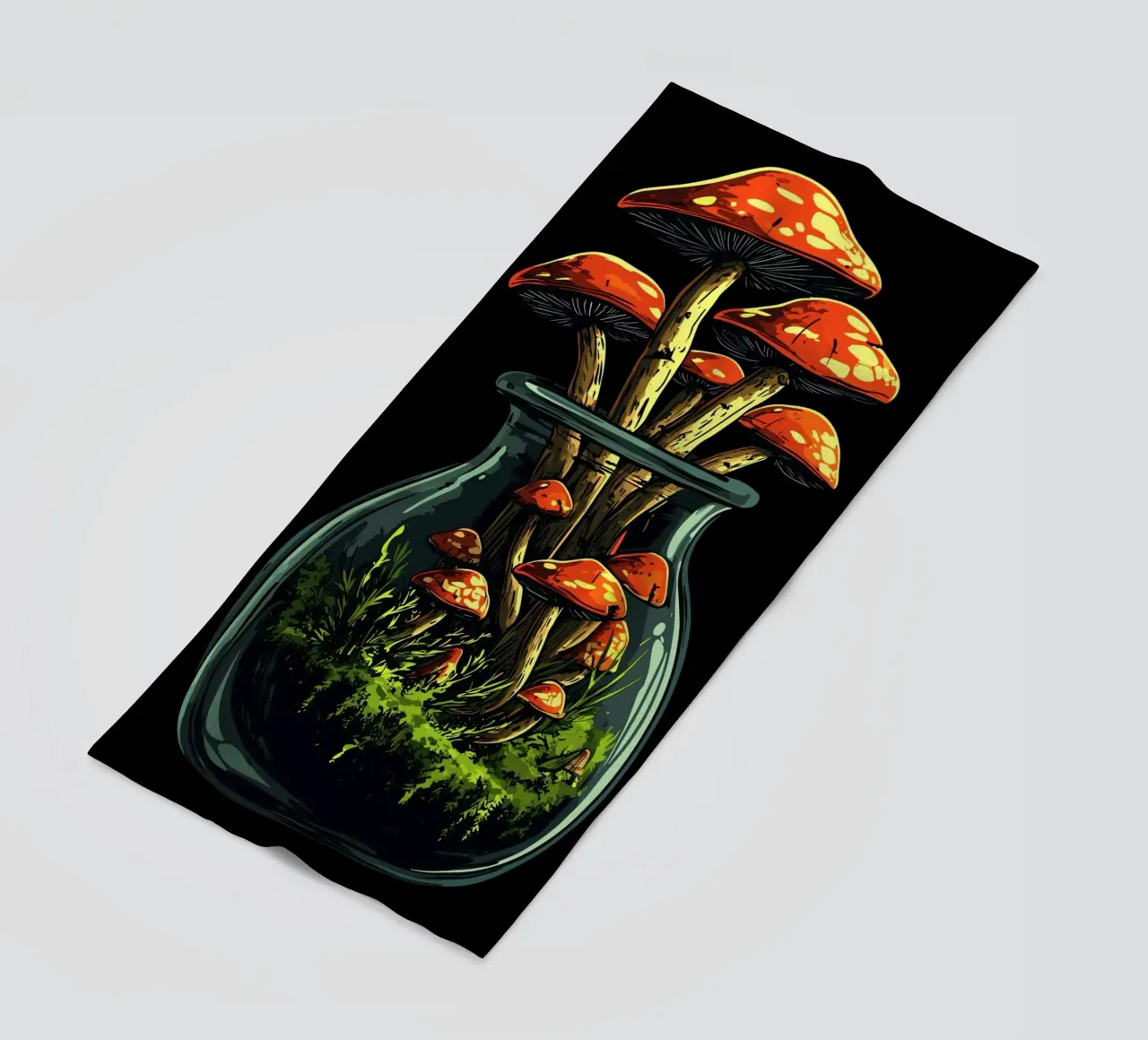 Foresta di funghi in un barattolo telo mare da pixelbull - medieval art and more