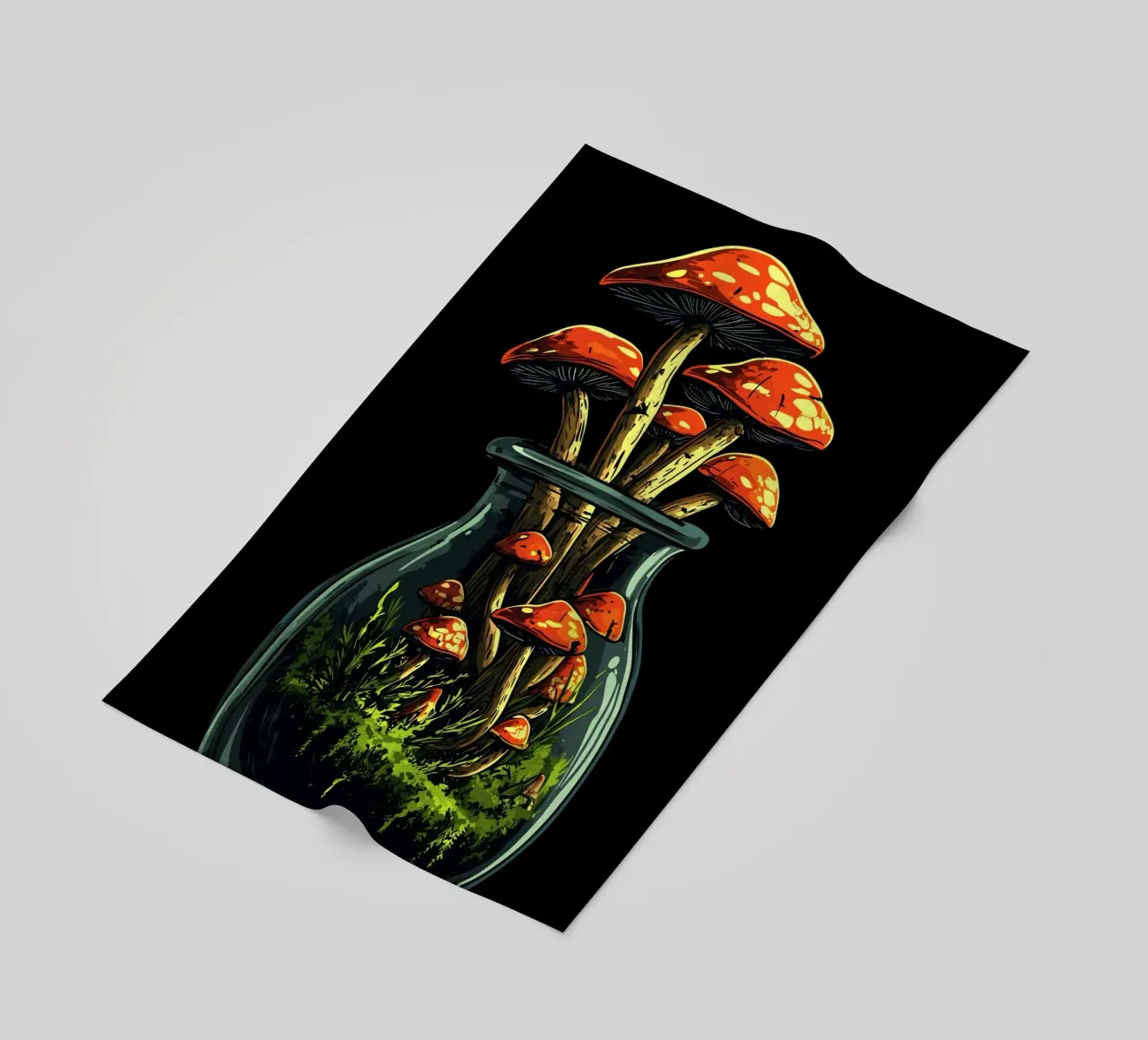 Foresta di funghi in un barattolo telo mare da pixelbull - medieval art and more