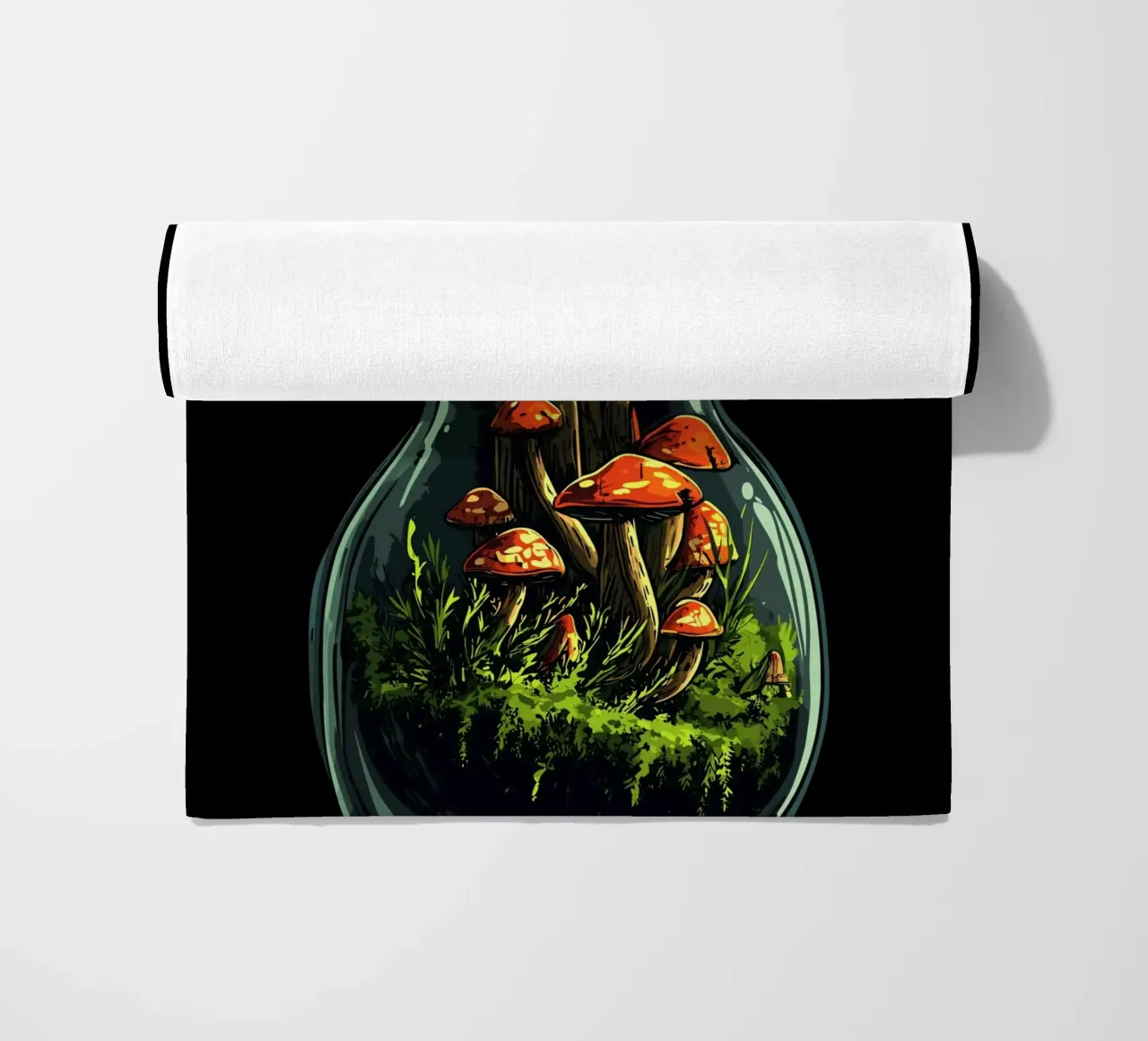 Foresta di funghi in un barattolo telo mare da pixelbull - medieval art and more