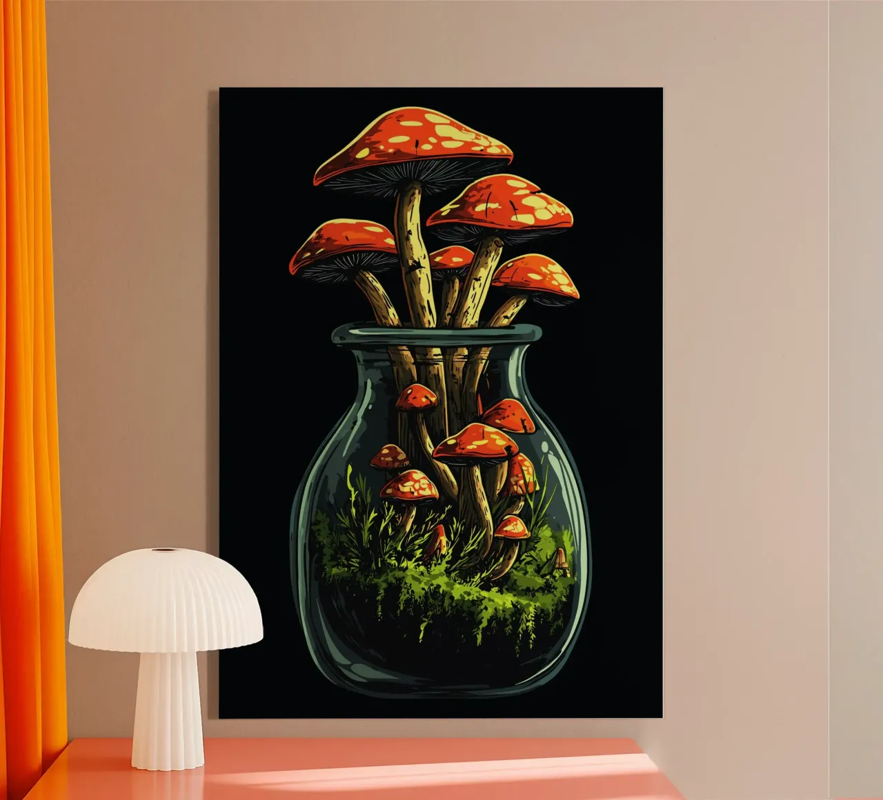 Foresta di funghi in un barattolo plexiglass da pixelbull - medieval art and more
