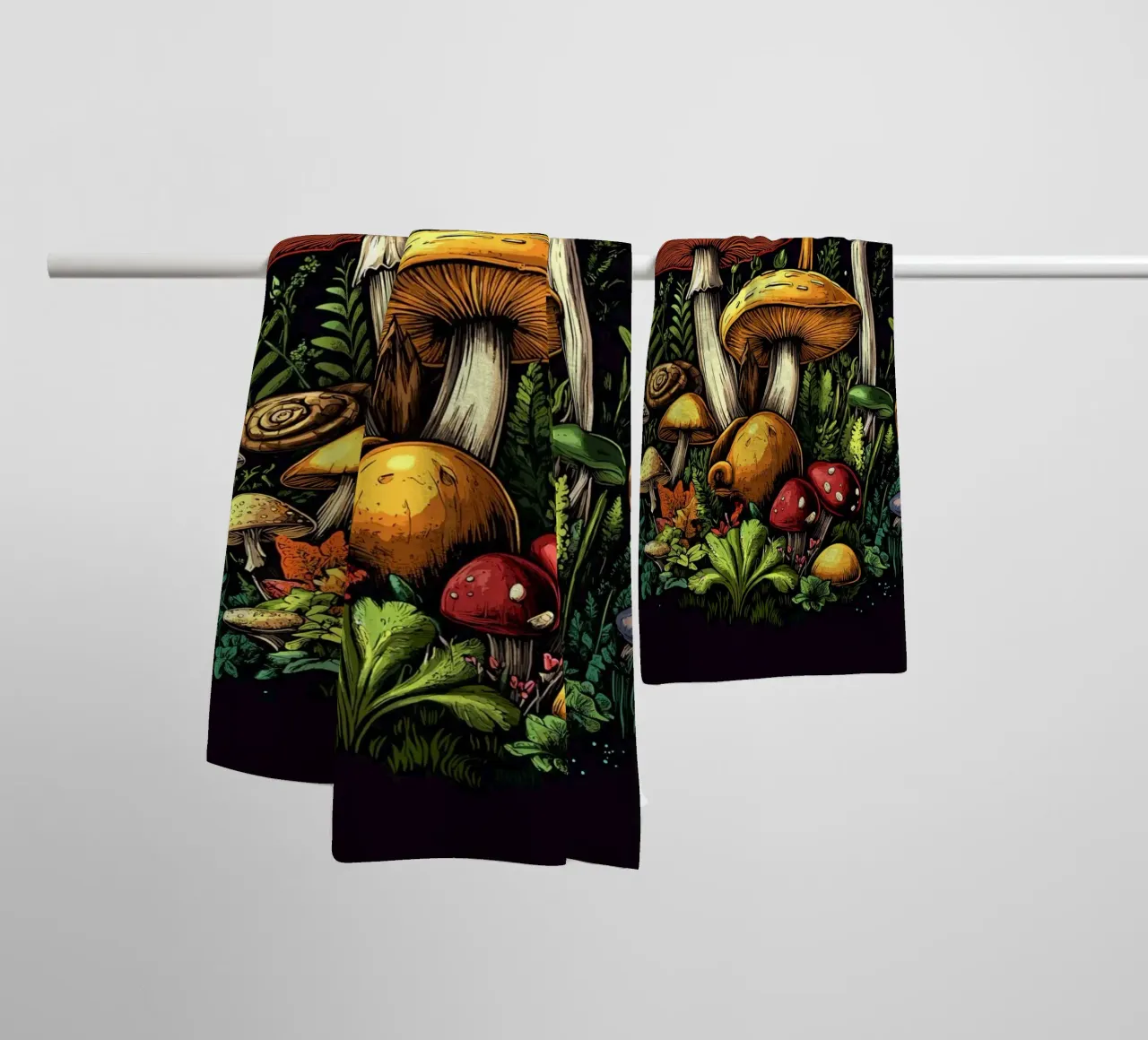 Il paradiso dei funghi colorati asciugamano da bagno da pixelbull - medieval art and more
