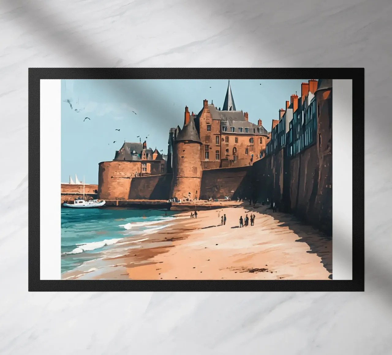 Saint-Malo Walled City Art Print - Brittany Coast doormat by homdeco