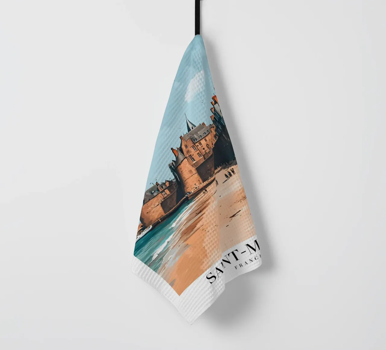 Saint-Malo Walled City Art Print - Brittany Coast tea towel by homdeco