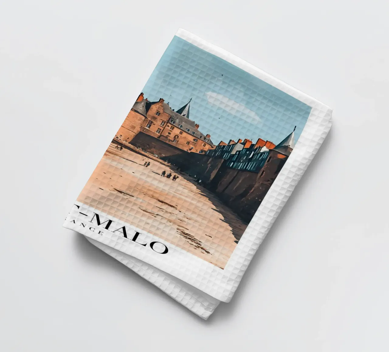 Saint-Malo Walled City Art Print - Brittany Coast tea towel by homdeco