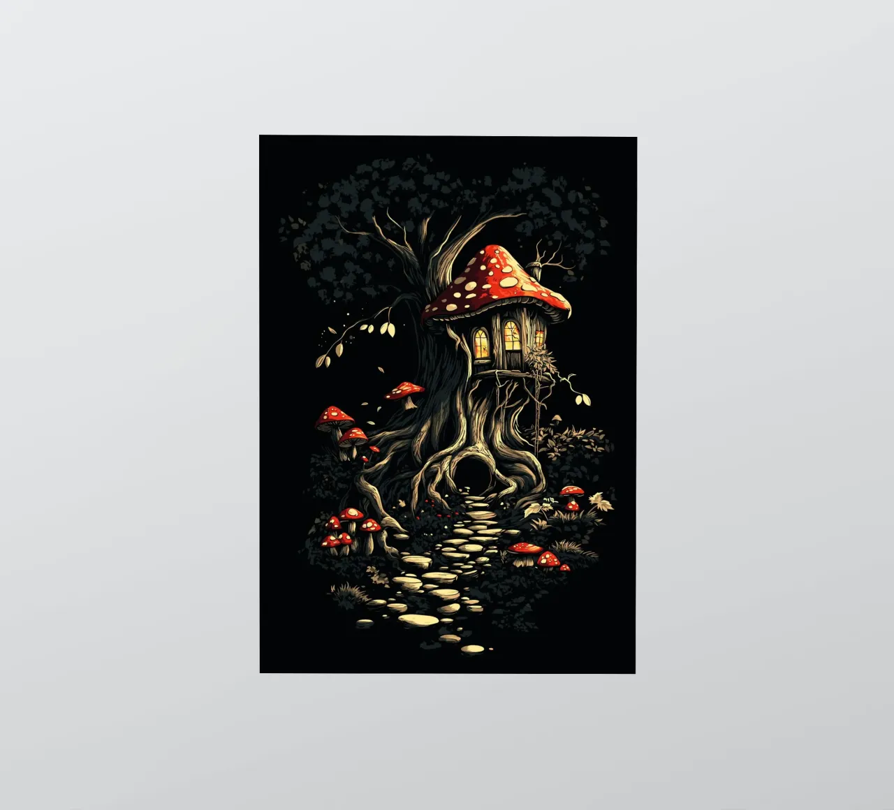 Pilzhaus im Zauberbaum Sticker von pixelbull - medieval art and more