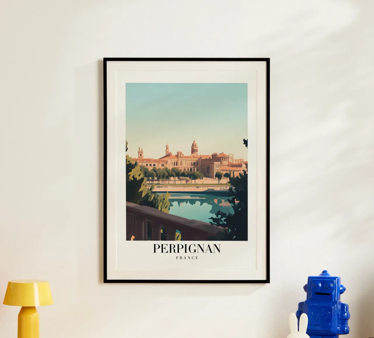 Perpignan stadsgezicht kunstdruk - Franse Catalaanse charme poster van homdeco