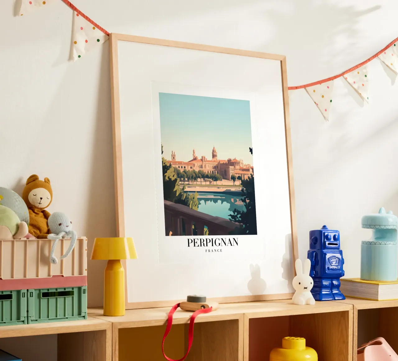 Perpignan stadsgezicht kunstdruk - Franse Catalaanse charme poster van homdeco