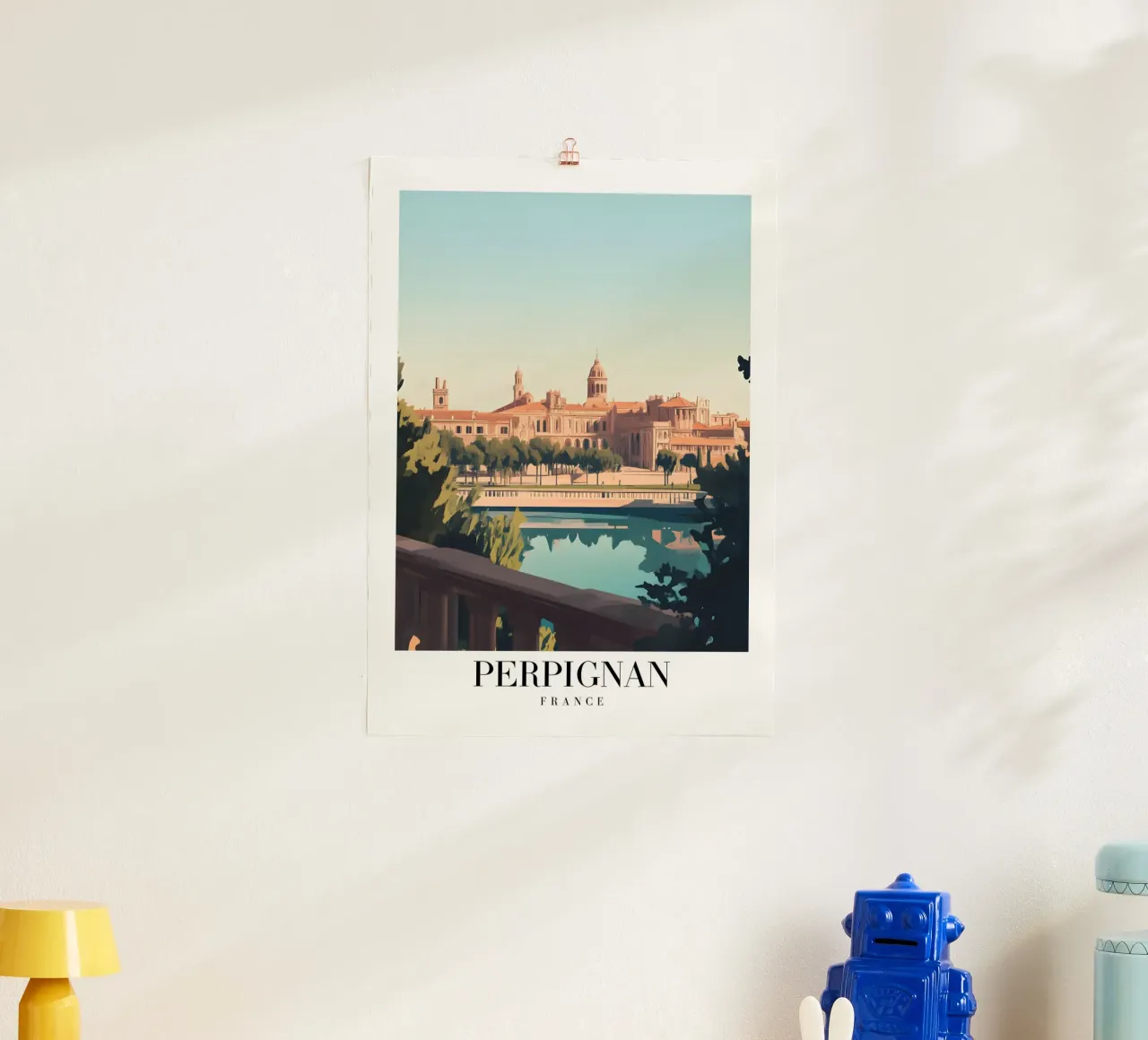 Perpignan stadsgezicht kunstdruk - Franse Catalaanse charme poster van homdeco